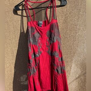 Midnight Hour Skull Punk Rock Sleeveless Top Shirt Womens Sz XS Midnight Red
